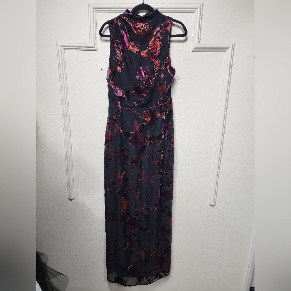 Lulus Composed Glamour Black Burnout Velvet Mock Neck Maxi Dress Wedding Party - Picture 6 of 9